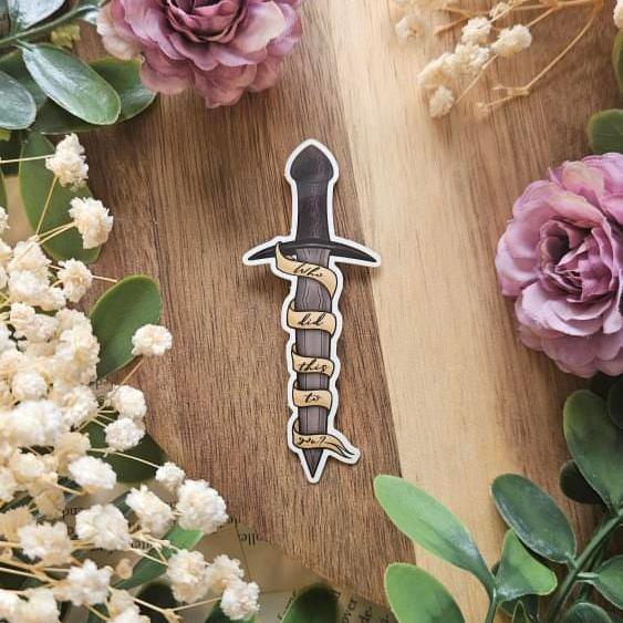 “Who did this to you?” Sword Sticker