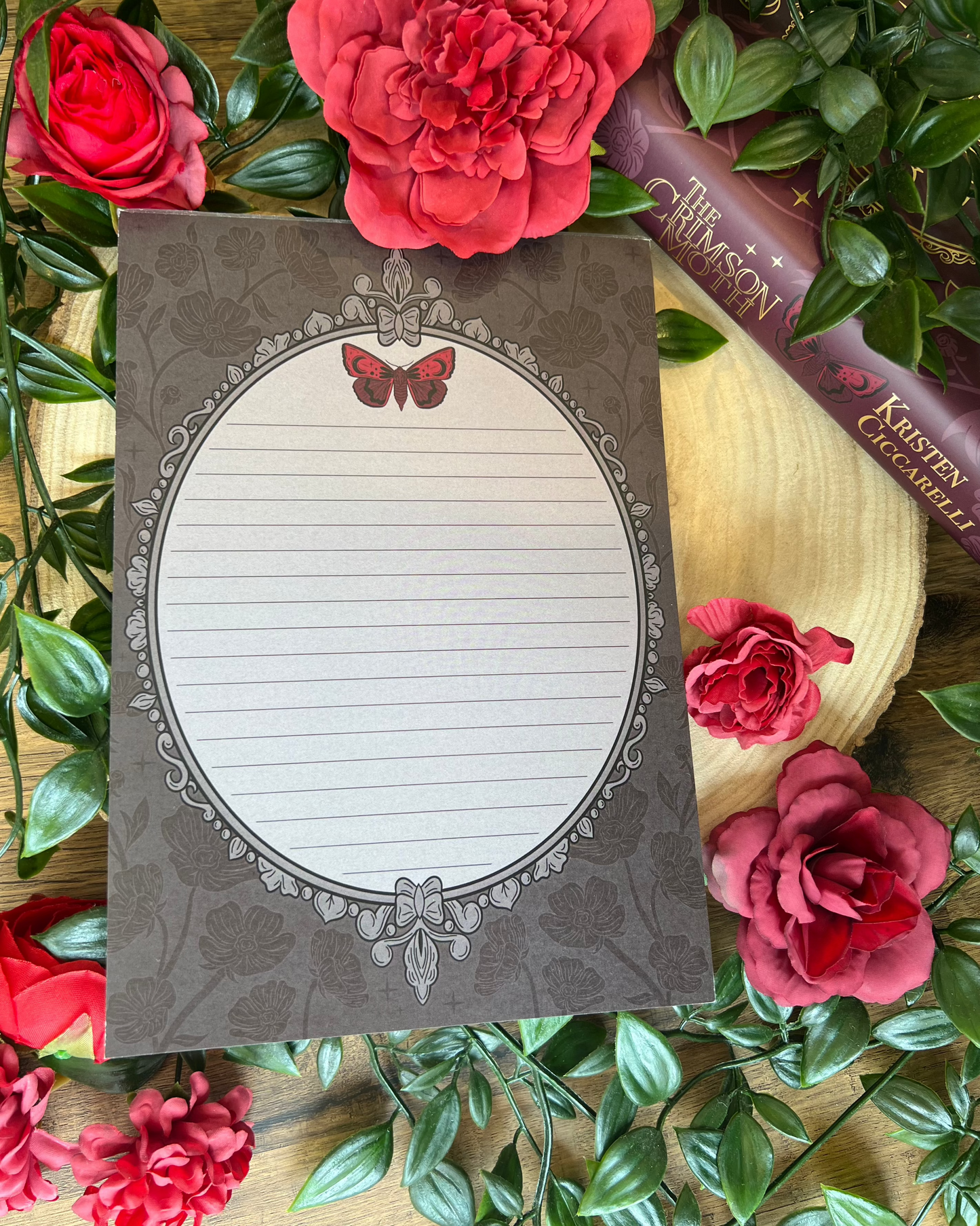 Crimson Moth Floral Tear-Off A5 Notepad- Licensed Crimson Moth Design