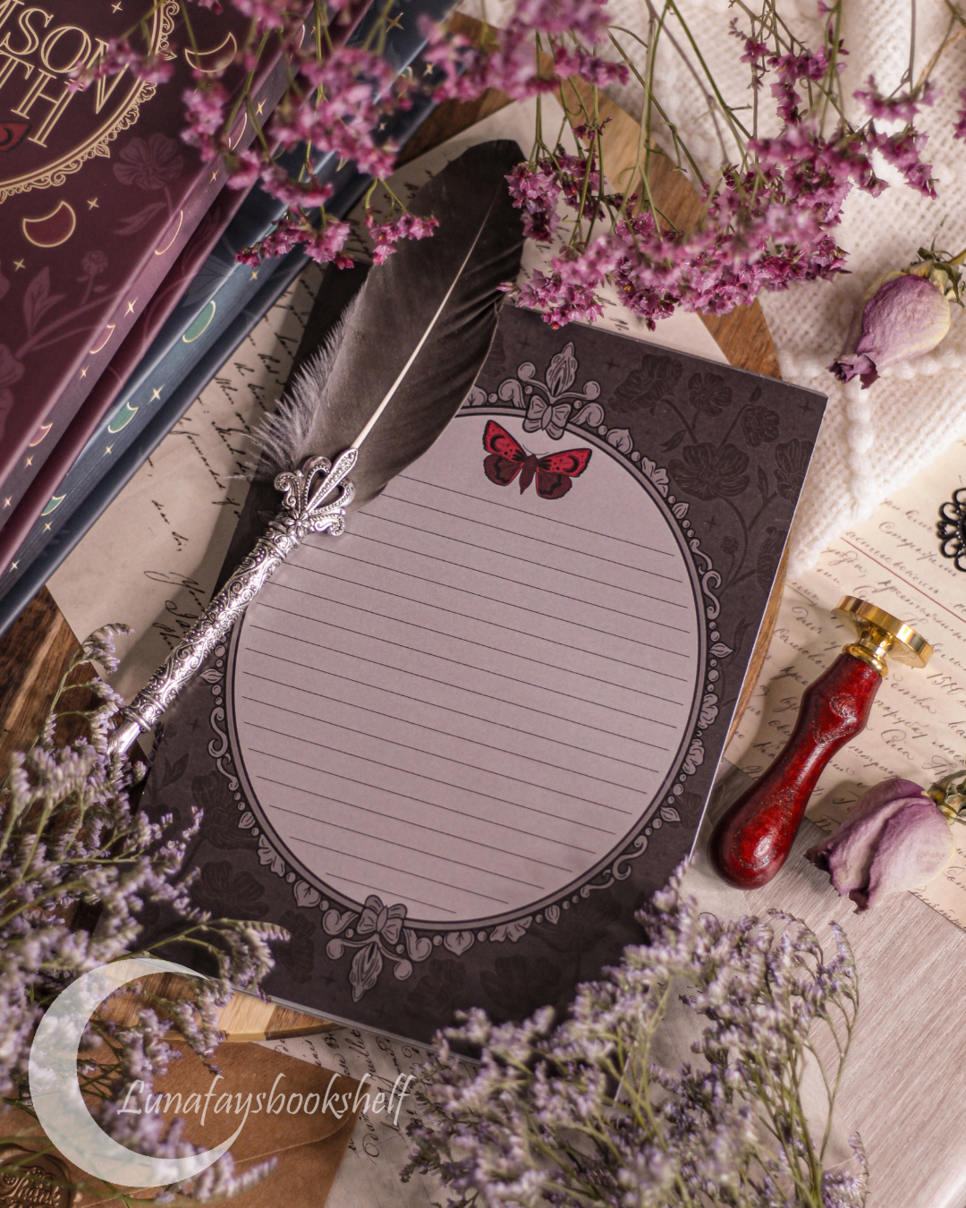 Crimson Moth Floral Tear-Off A5 Notepad- Licensed Crimson Moth Design