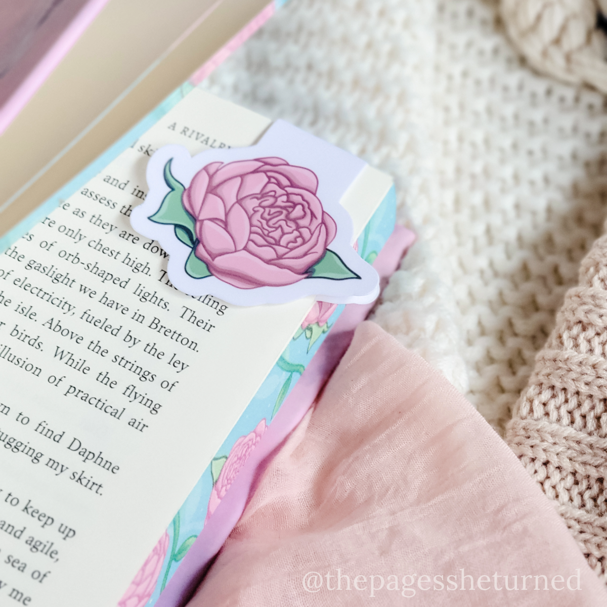 Peony magnetic bookmark