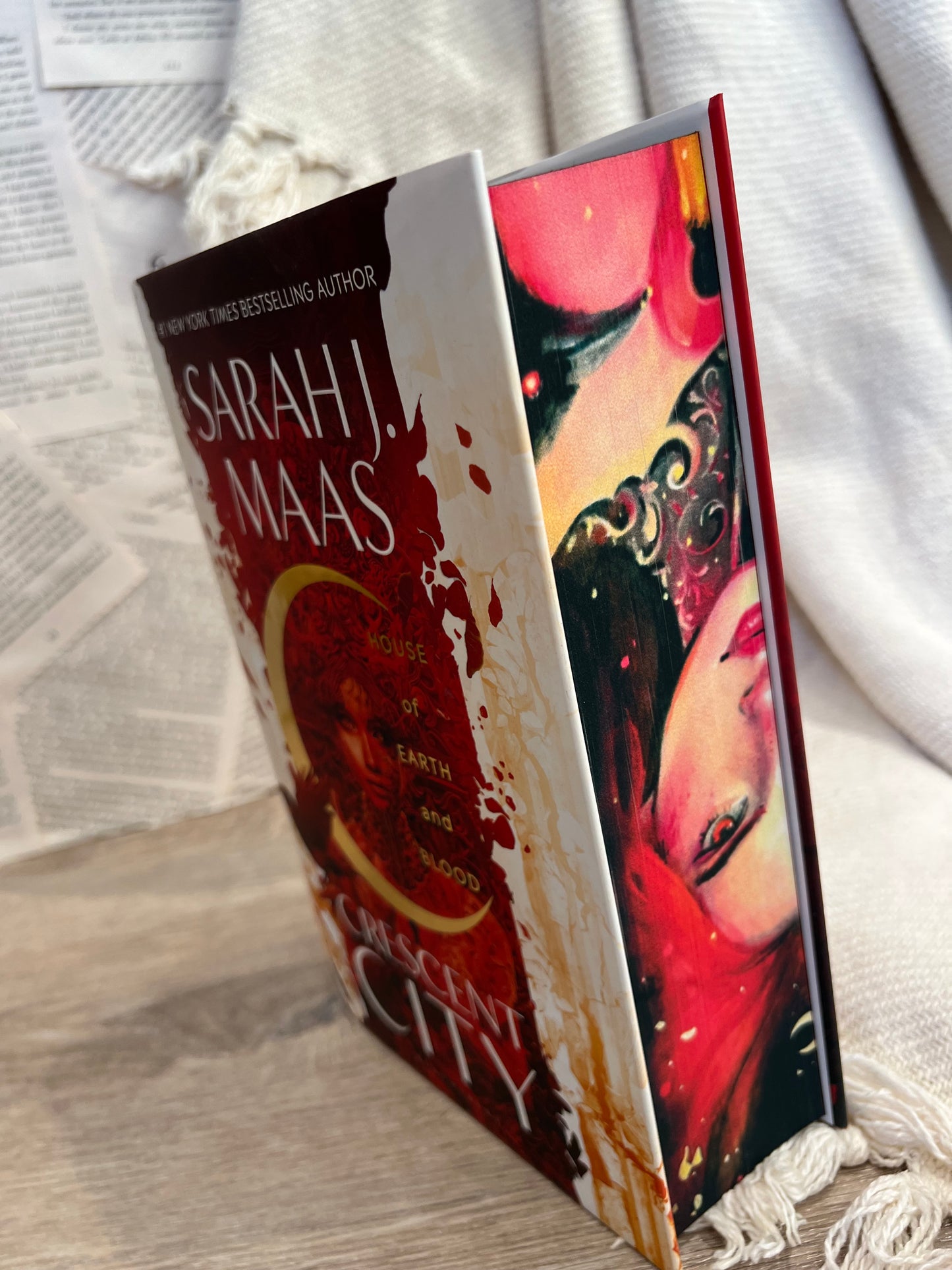 SECONDS SALE - Hanna's Bookpaintings House of Earth and Blood ONLY Crescent City Collaboration Hardback (UK edition)