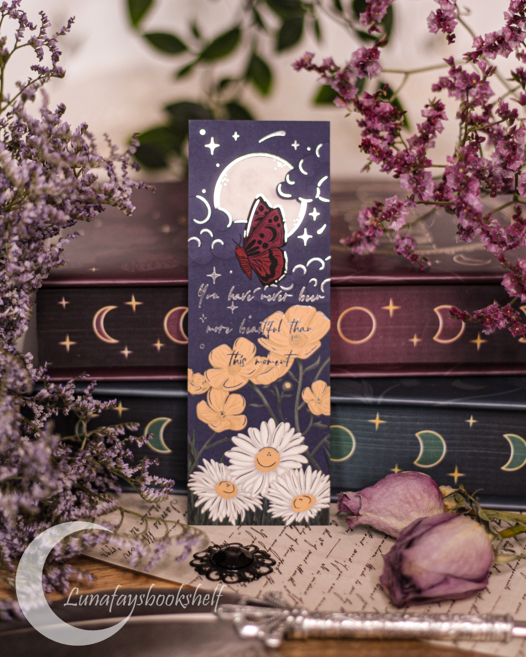 You Have Never Been More Beautiful - Licensed Crimson Moth Foiled Bookmark